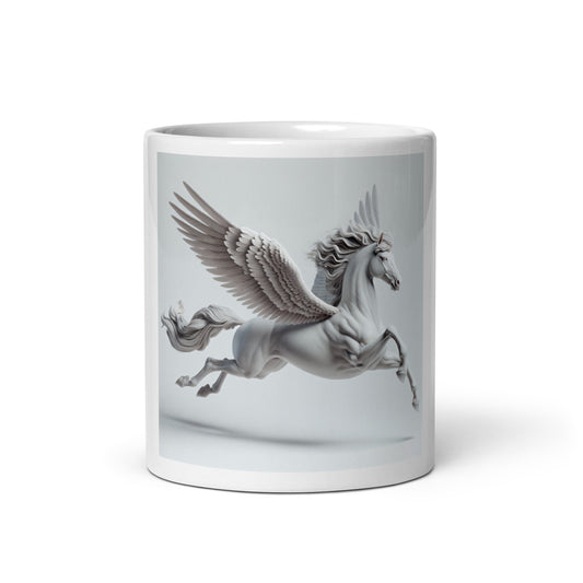 Weiße, glänzende Tasse WHITE PEGASUS - MAX F. ArtGrafic