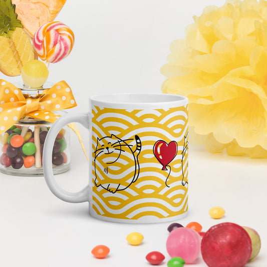 Weiße, glänzende Tasse - Katze - MAX F. ArtGrafic