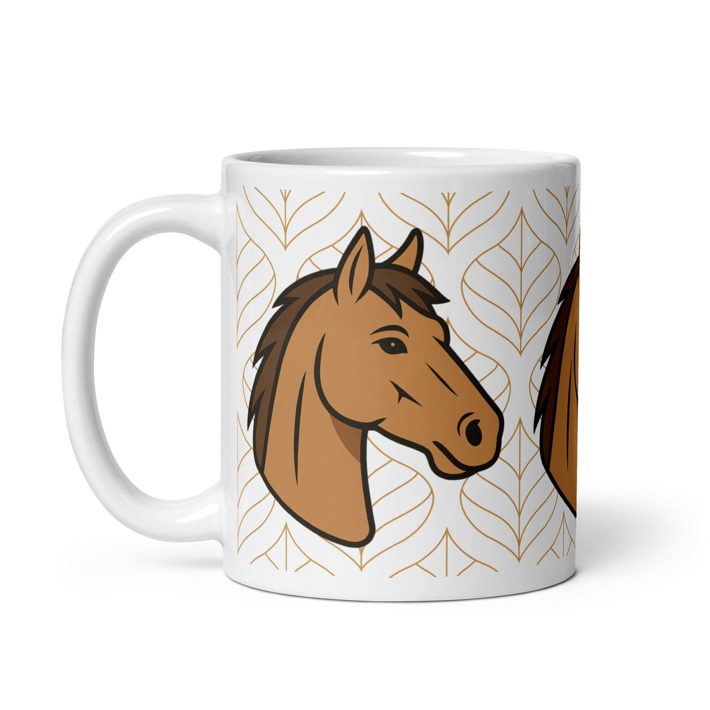 Weiße, glänzende Tasse - Pferdekopf - MAX F. ArtGrafic