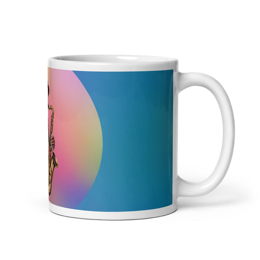 Weiße Tasse Love Jazz und Music – Glänzender Kaffeebecher für Musikliebhaber - MAX F. ArtGrafic