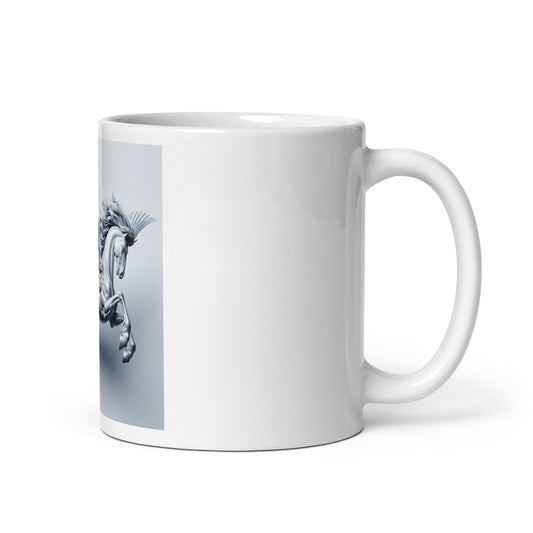 Weiße, glänzende Tasse  PEGASUS - MAX F. ArtGrafic