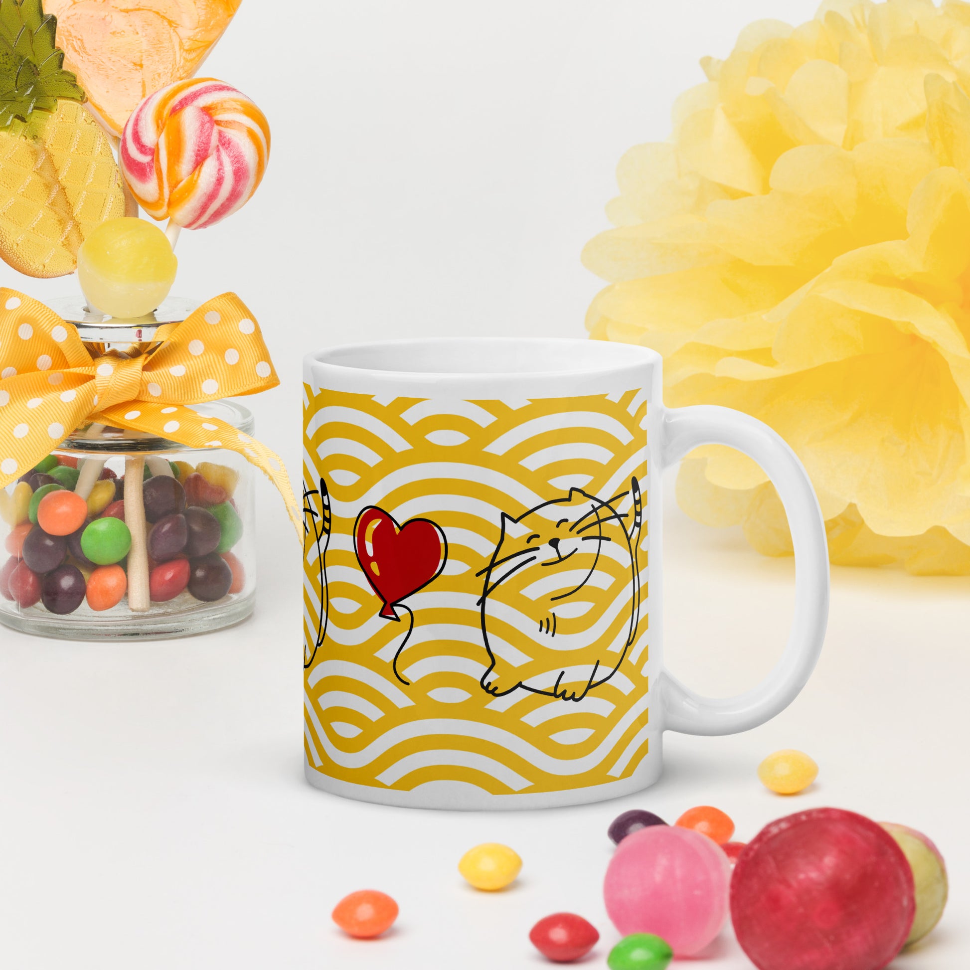 Weiße, glänzende Tasse - Katze - MAX F. ArtGrafic
