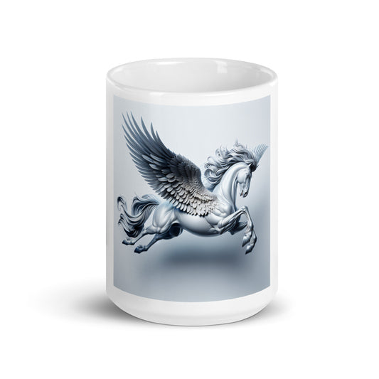 Weiße, glänzende Tasse  PEGASUS - MAX F. ArtGrafic