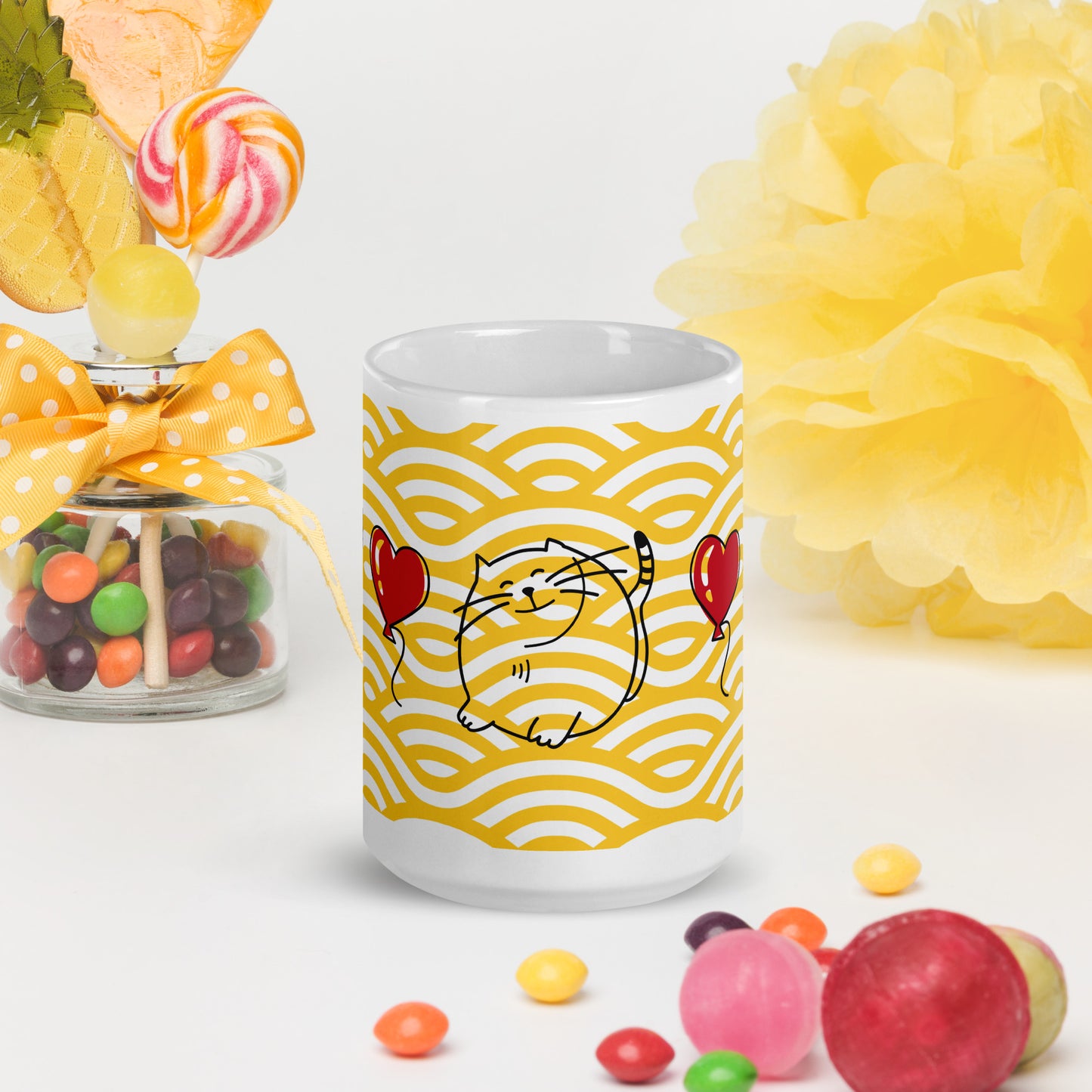 Weiße, glänzende Tasse - Katze - MAX F. ArtGrafic