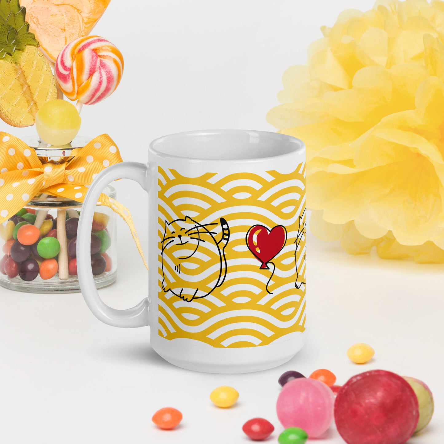 Weiße, glänzende Tasse - Katze - MAX F. ArtGrafic