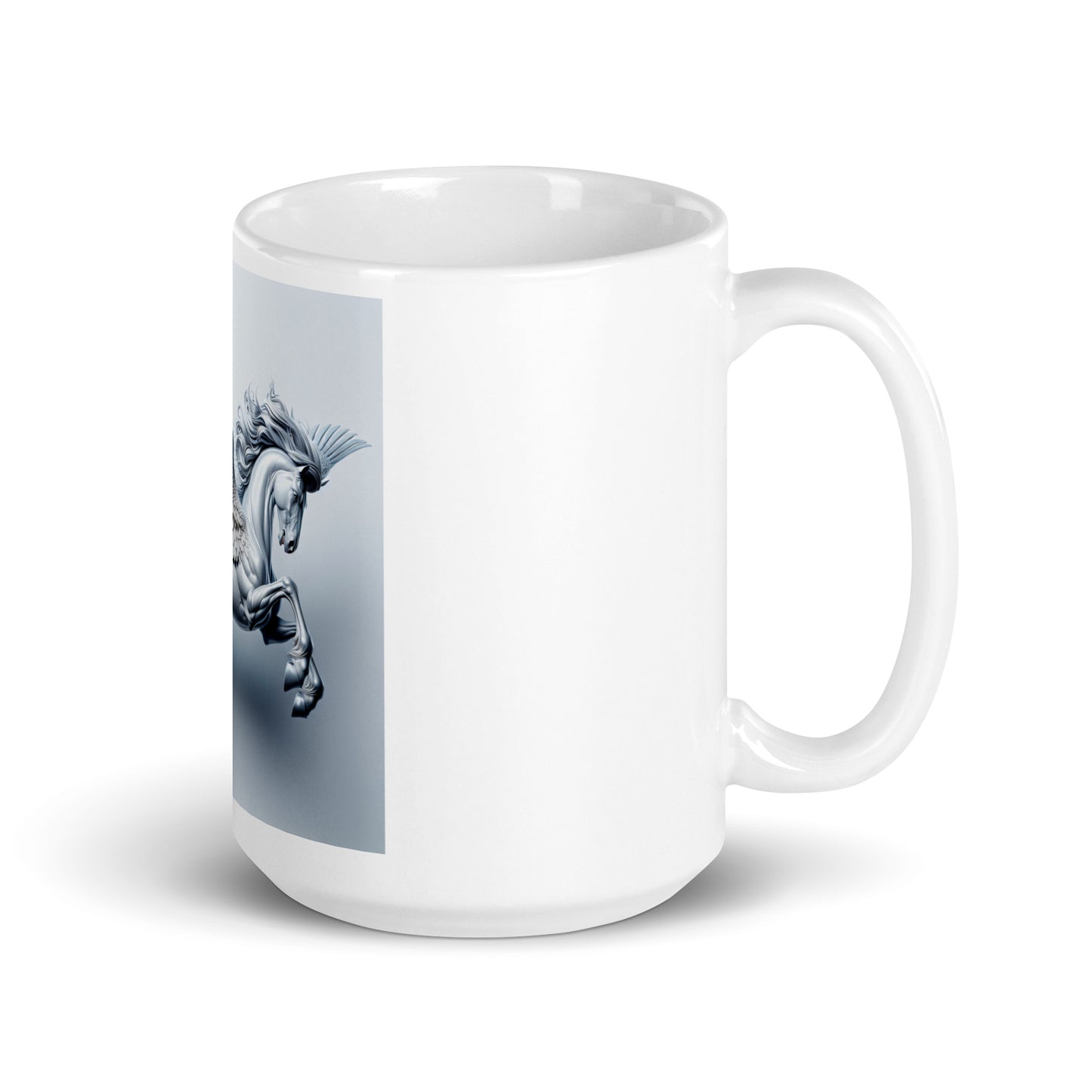 Weiße, glänzende Tasse  PEGASUS - MAX F. ArtGrafic