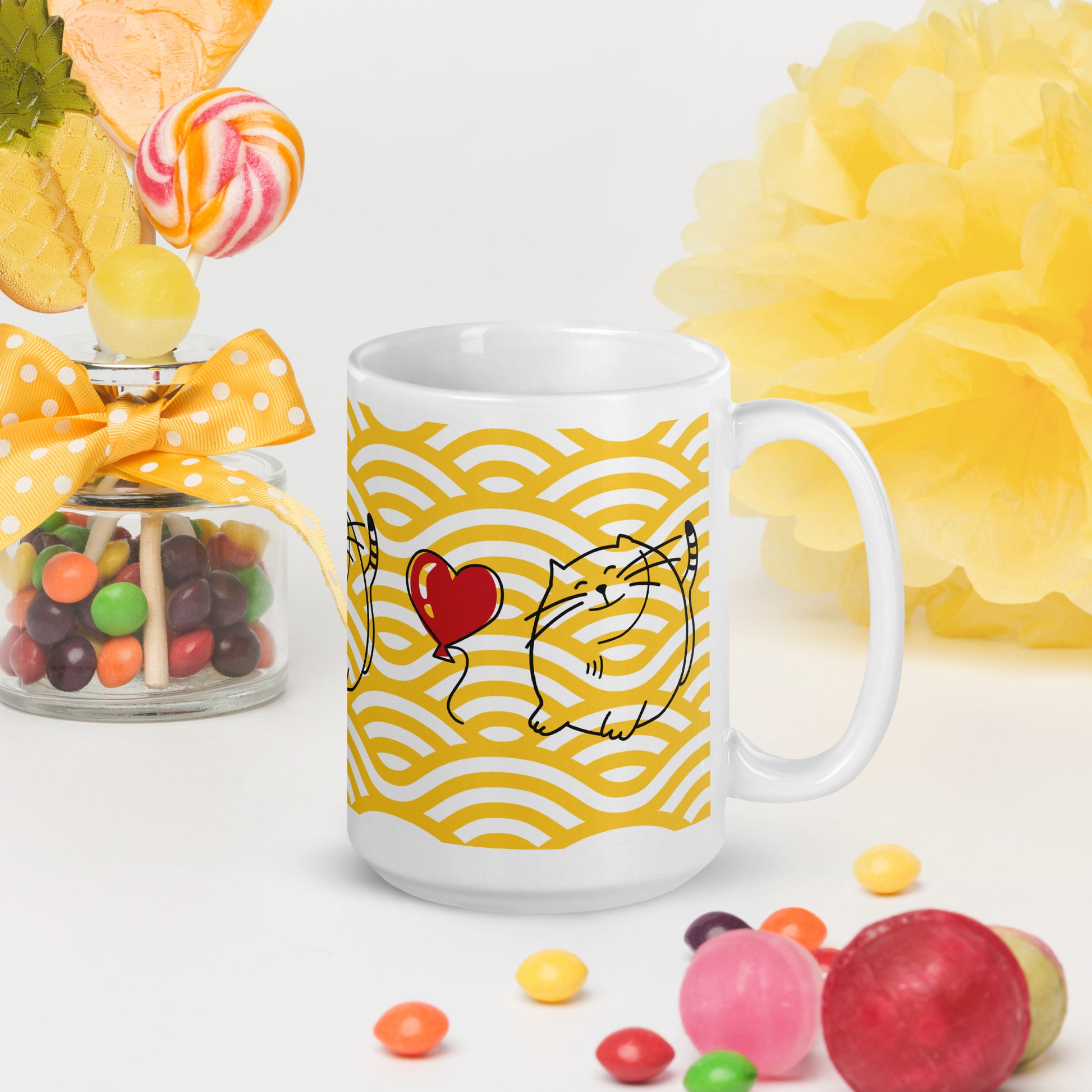Weiße, glänzende Tasse - Katze - MAX F. ArtGrafic