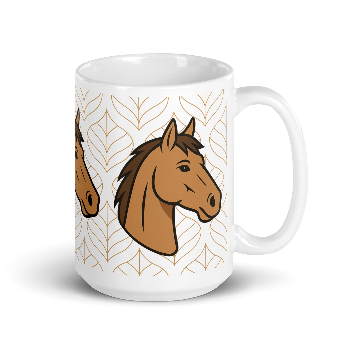 Weiße, glänzende Tasse - Pferdekopf - MAX F. ArtGrafic
