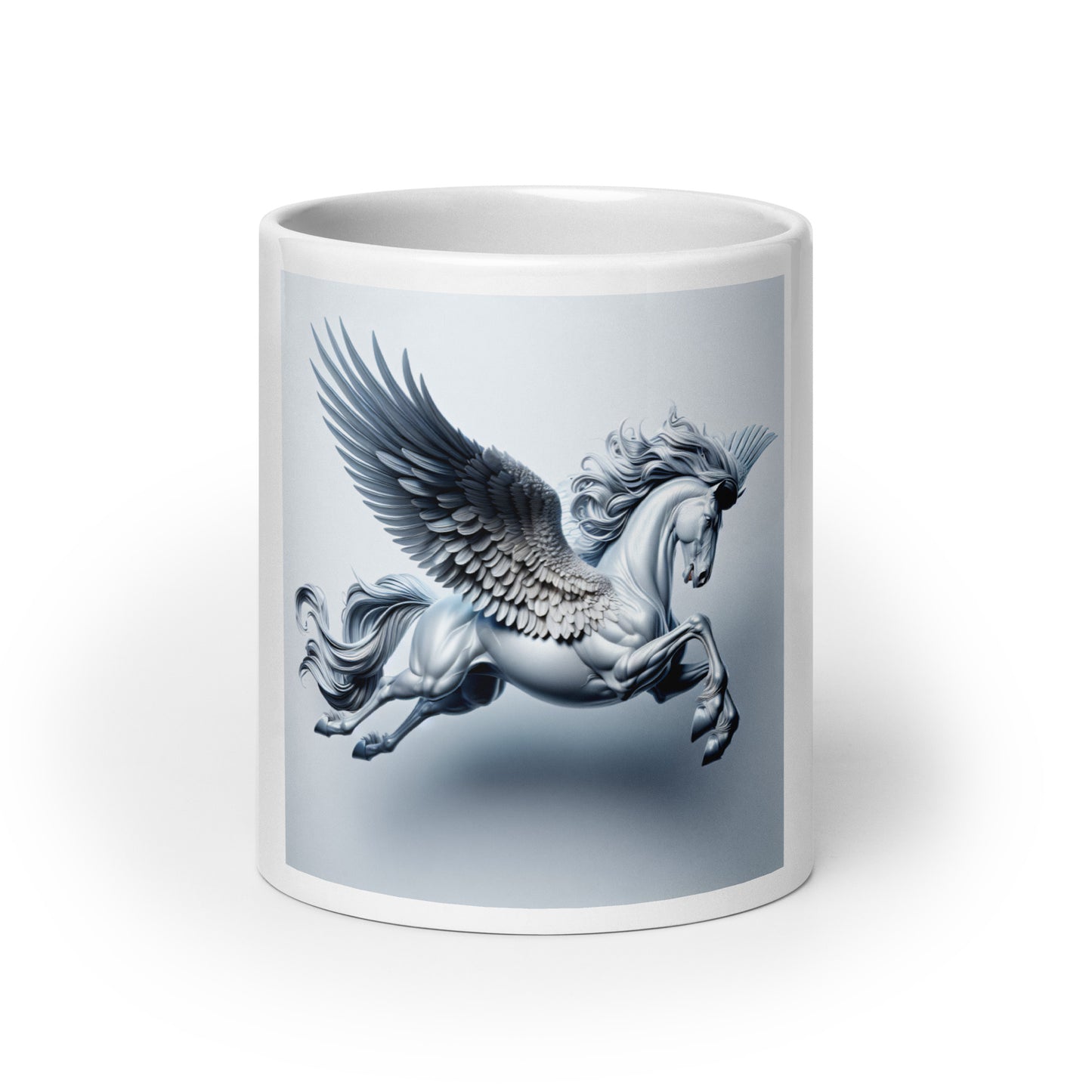 Weiße, glänzende Tasse  PEGASUS - MAX F. ArtGrafic