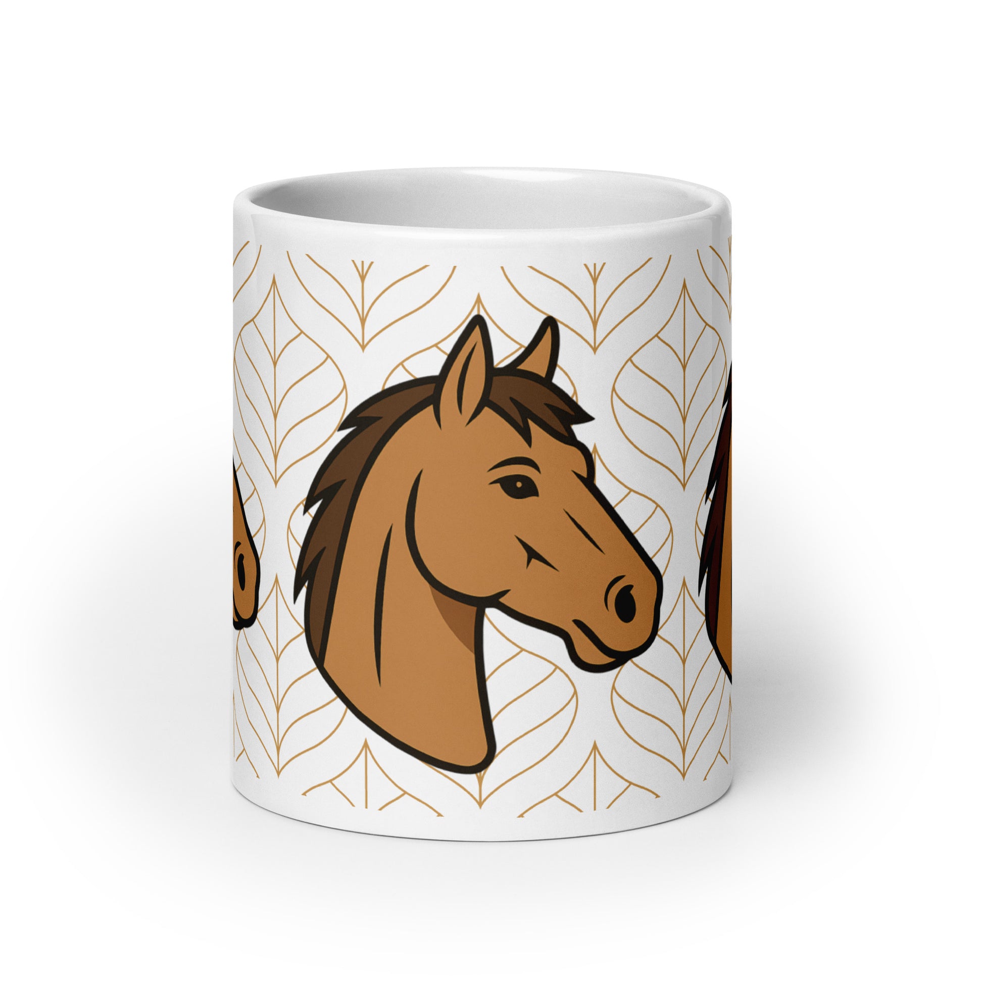 Weiße, glänzende Tasse - Pferdekopf - MAX F. ArtGrafic