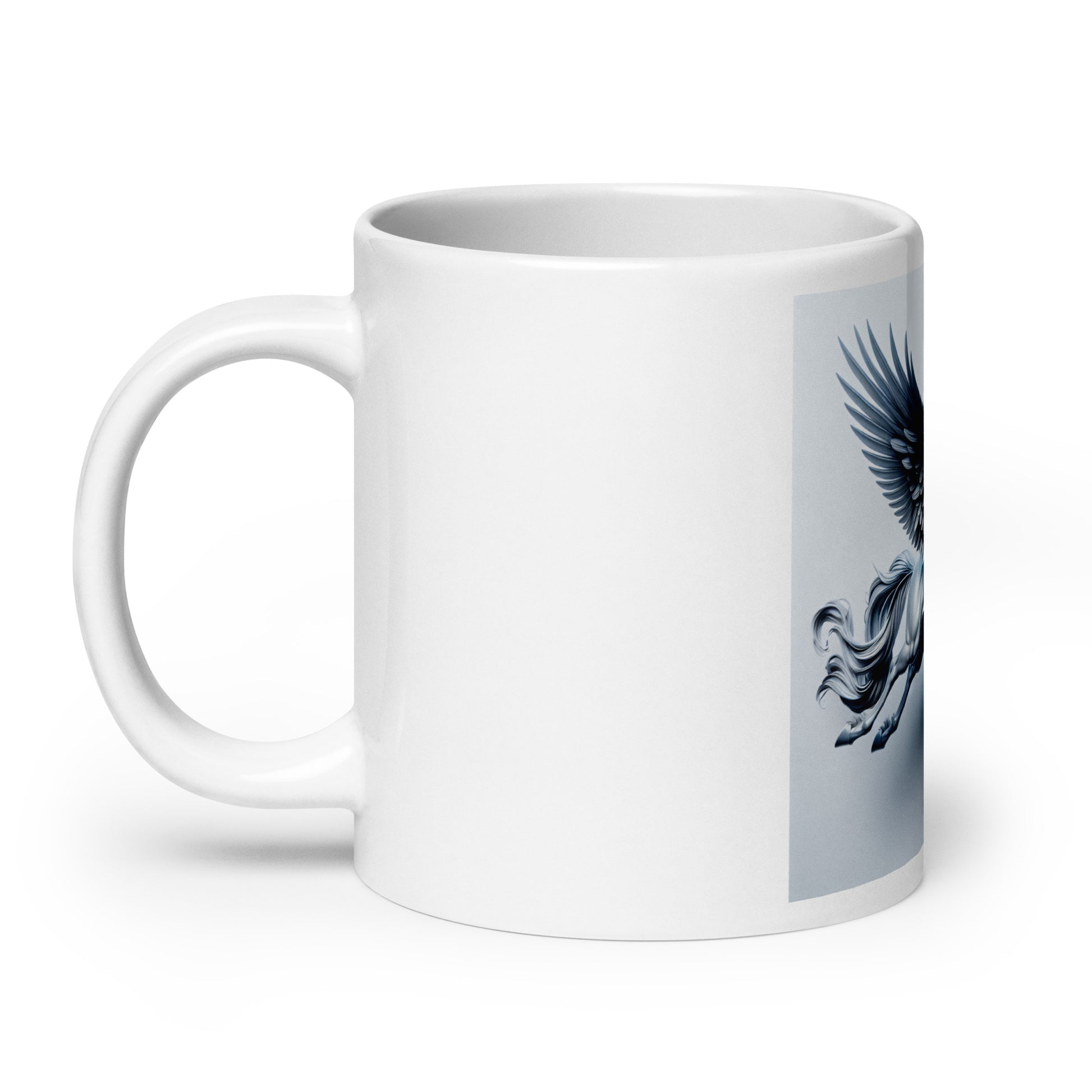 Weiße, glänzende Tasse  PEGASUS - MAX F. ArtGrafic