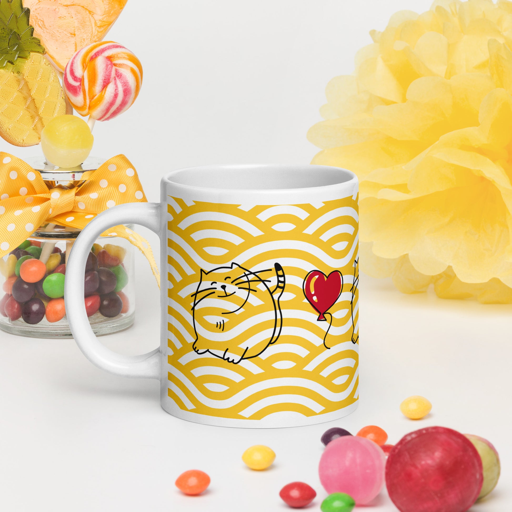Weiße, glänzende Tasse - Katze - MAX F. ArtGrafic