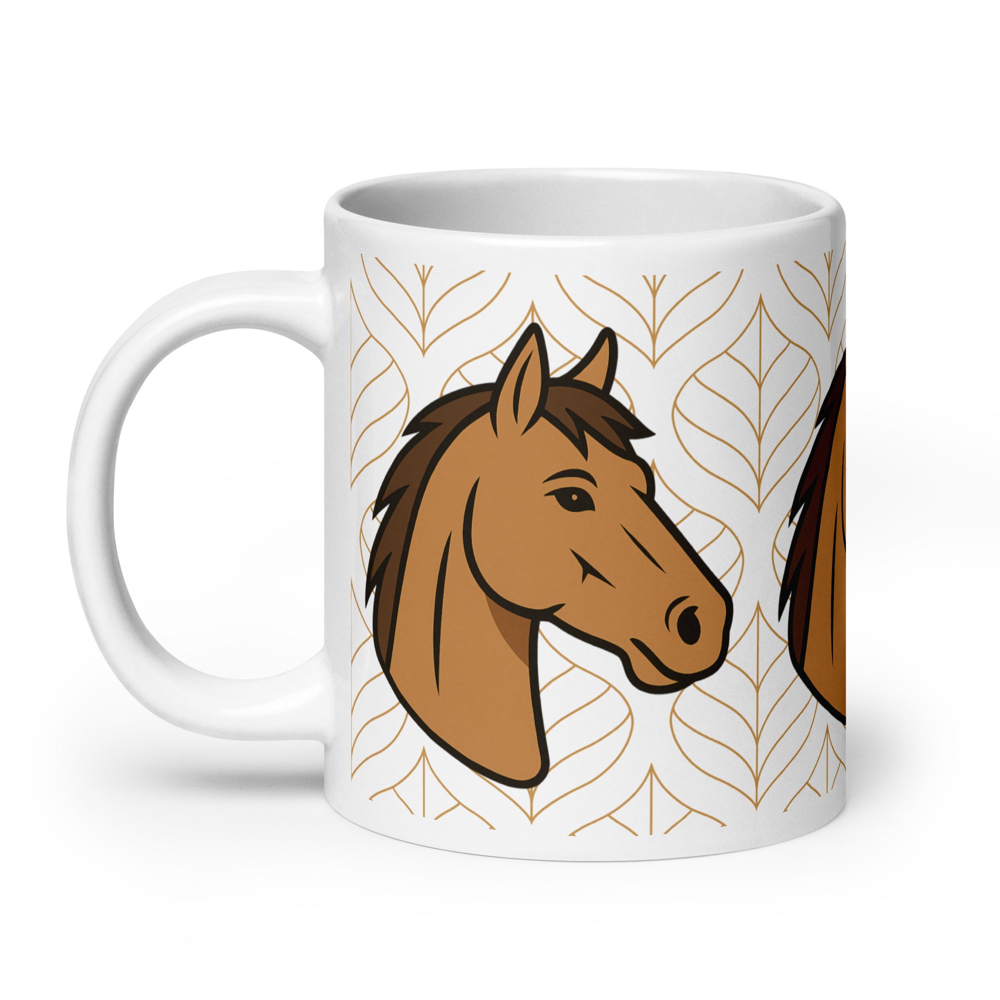 Weiße, glänzende Tasse - Pferdekopf - MAX F. ArtGrafic