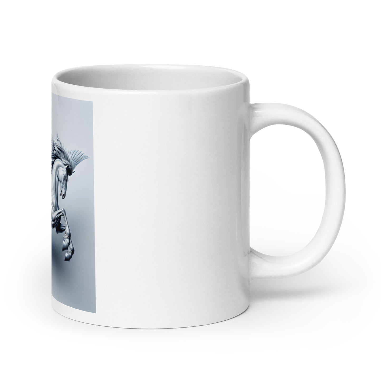 Weiße, glänzende Tasse  PEGASUS - MAX F. ArtGrafic