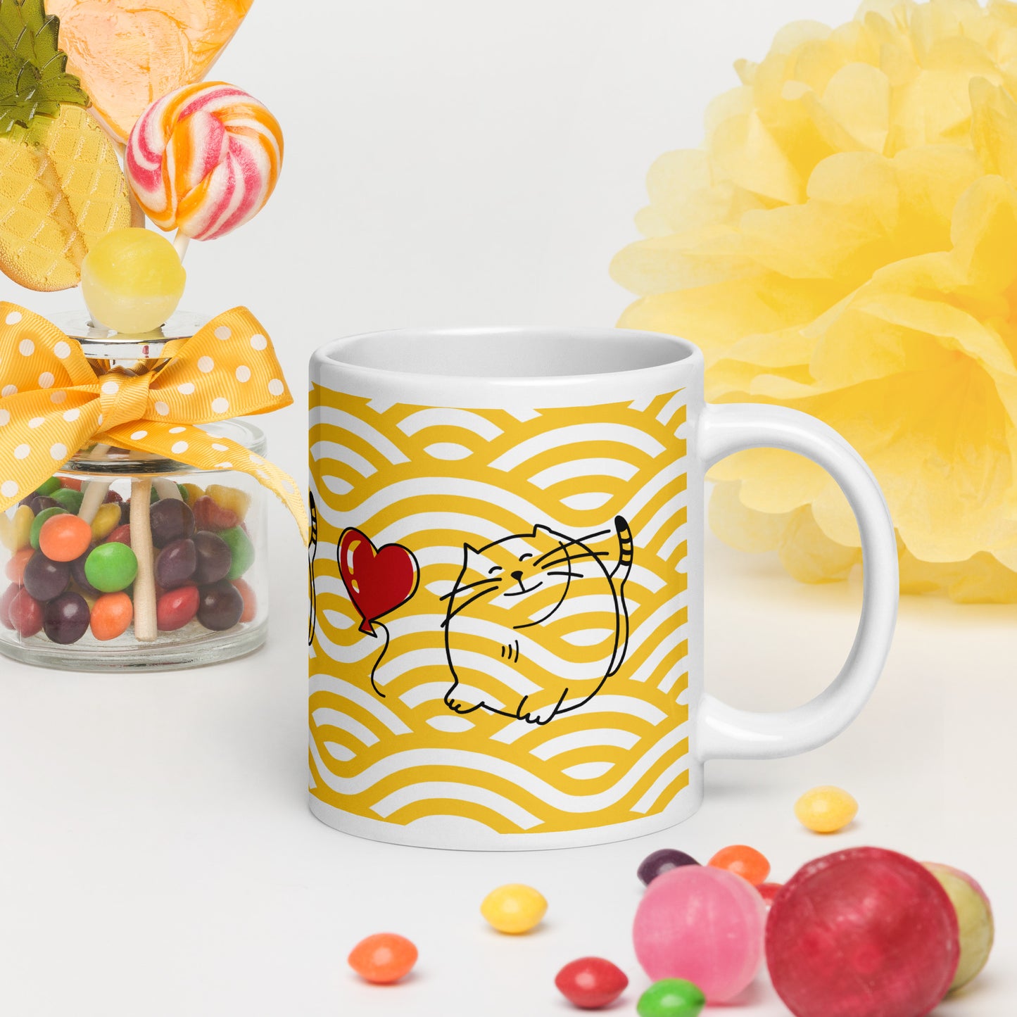 Weiße, glänzende Tasse - Katze - MAX F. ArtGrafic