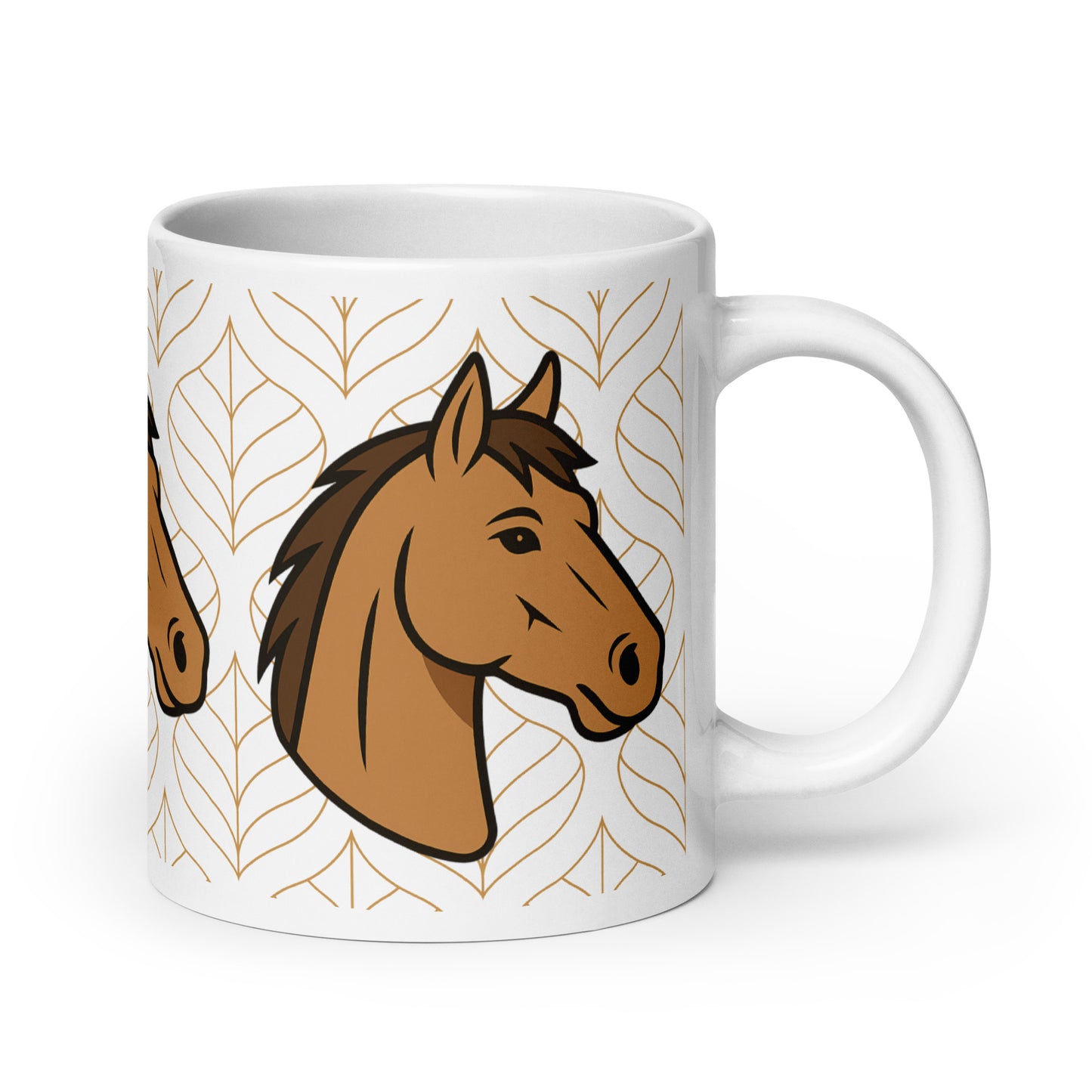Weiße, glänzende Tasse - Pferdekopf - MAX F. ArtGrafic