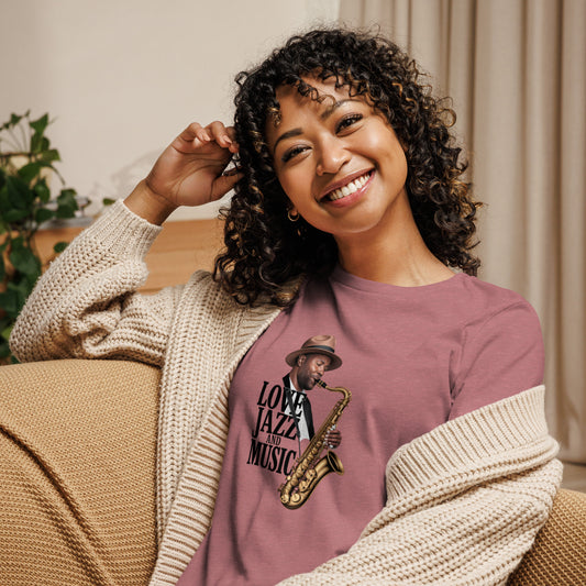 Lockeres Damen-T-Shirt LOVE JAZZ AND MUSIC für Musikliebhaber - MAX F. ArtGrafic