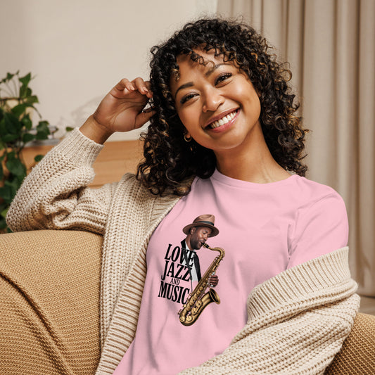 Lockeres Damen-T-Shirt LOVE JAZZ AND MUSIC für Musikliebhaber - MAX F. ArtGrafic